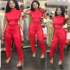 Red Ruffle Jumpsuit